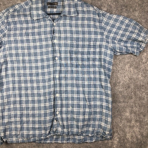 Hart Schaffner Marx Linen Cotton Blend Short Sleeve Button-Up Shirt Adult XL - Picture 3 of 10